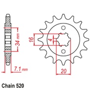 15T KTM 125/200 Duke 13-15 Front Spkt (1903)