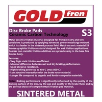 GOLDfren Brake Pads - S3 Sintered Sports (PBPH88)