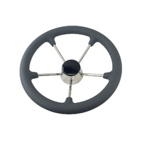 Steering Wheel Stainless Steel with Grey Grips 343mm