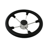 Steering Wheel Stainless Steel with Black Grips 343mm