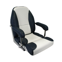 Mojo Deluxe Flip-Up Helm Boat Seat Dark Blue/Off-White