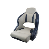 H52 Helmsman Flip-Up Boat Seat - Dark Blue Carbon / Mid Grey