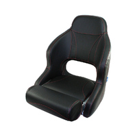 H52 Helmsman Flip-Up Boat Seat - Carbon Black with Red Stitching