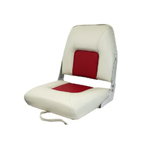 S40 Folding Padded Boat Seat - Off-White/Red