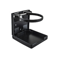 Folding Drink Holder Adjustable with Flip-Up Ring Black