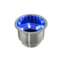 Drink Holder Stainless Steel with Blue LED Lights and Drain