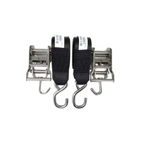 Transom Ratchet Medium Duty Stainless Steel J Hooks 50mm x 1.5m Pair