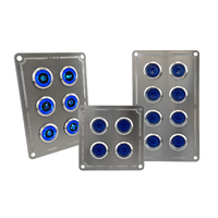 Stainless Steel Switch Panels with Blue LED On/Off Switches