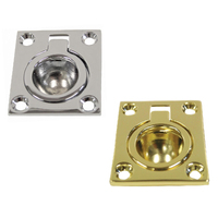 Ring Pull Flush Rectangle Brass 43x27mm