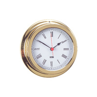 Clock Polished Brass White Face 120mm