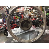 kawasaki ke100 rear rim and hub includes new inner and outer spokes